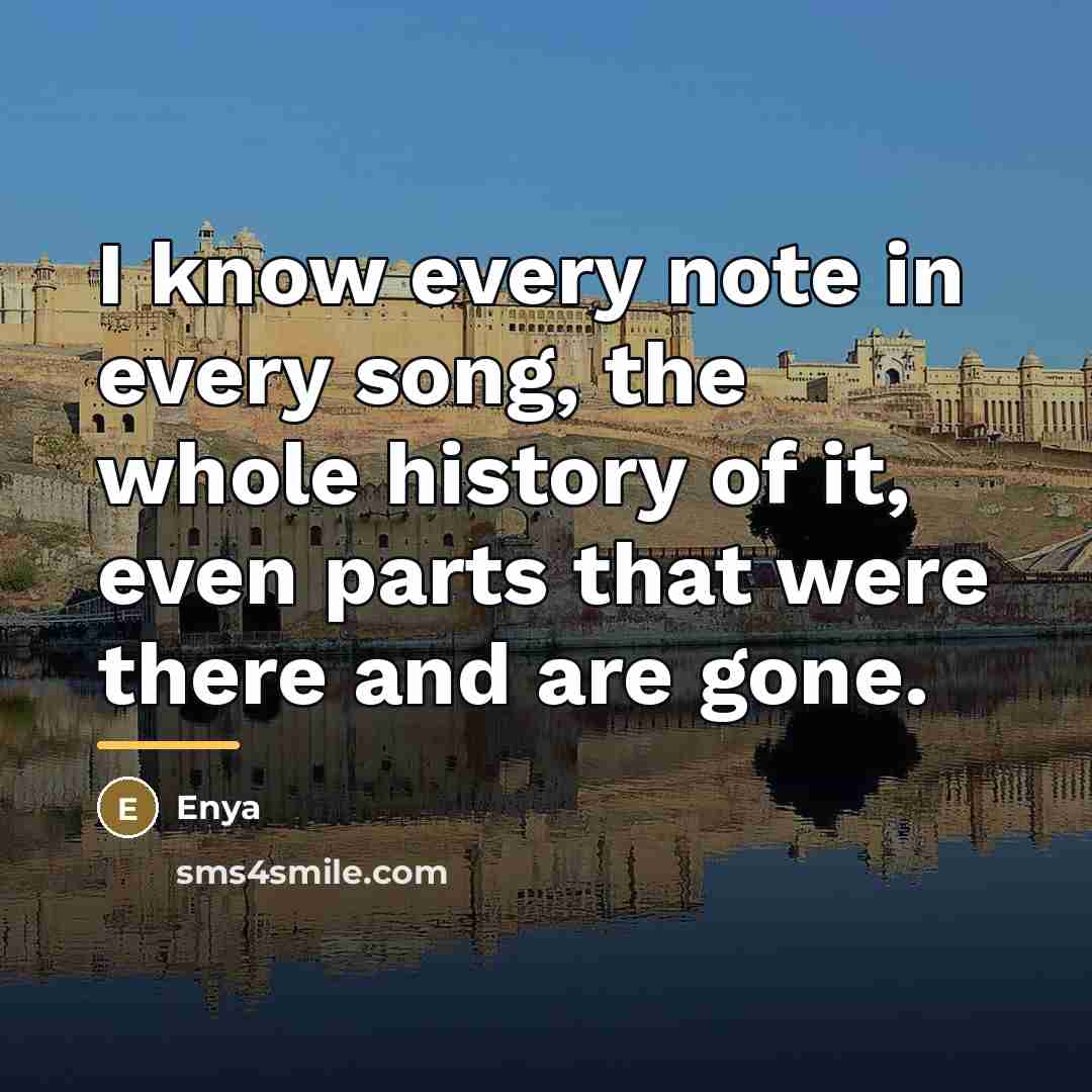 “I know every note in every song, the whole history…” quote by Enya