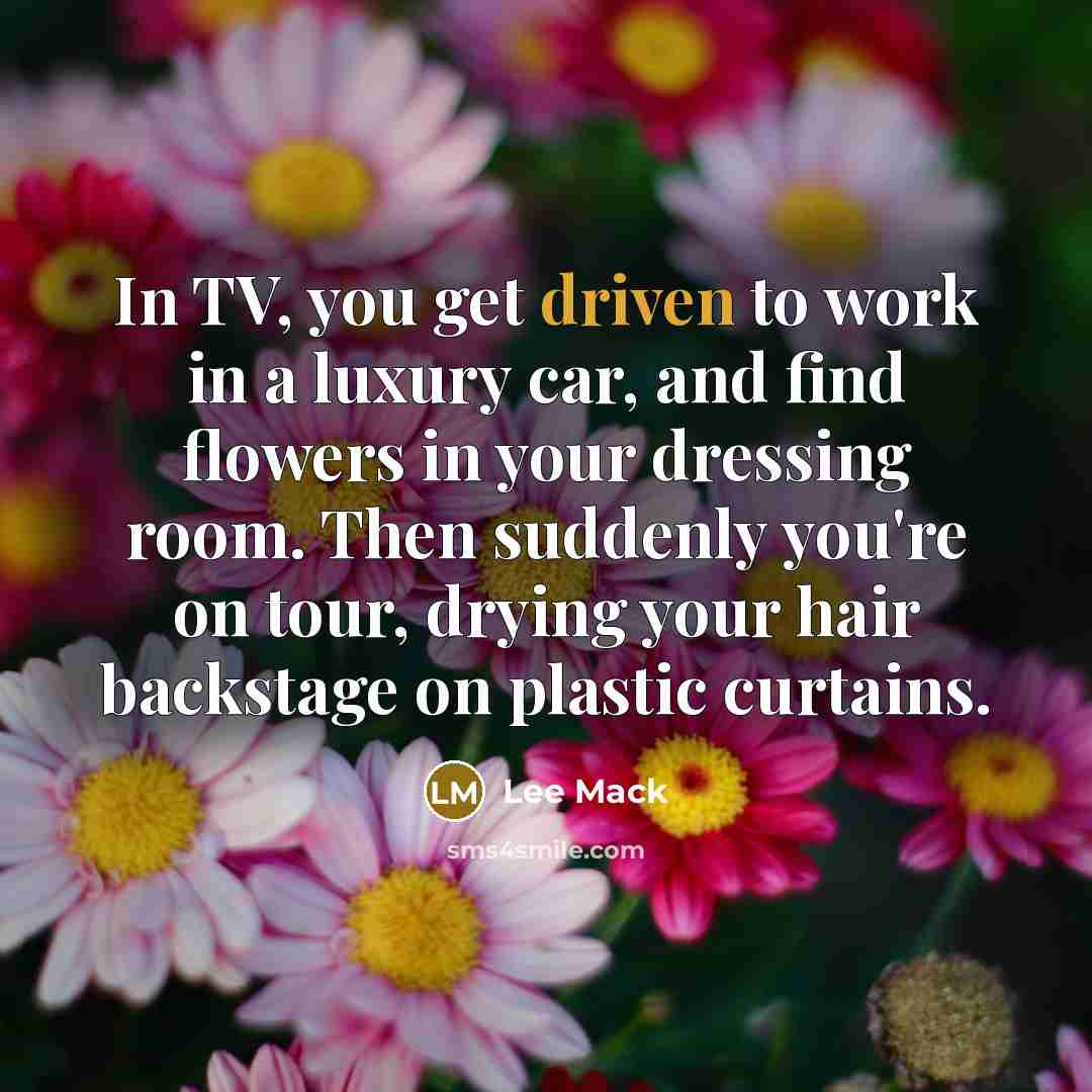 “In TV, you get driven to work in a luxury…” quote by Lee Mack