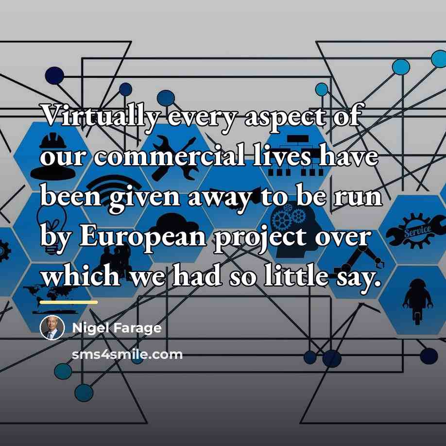 “Virtually every aspect of our commercial lives have been given…” quote by Nigel Farage