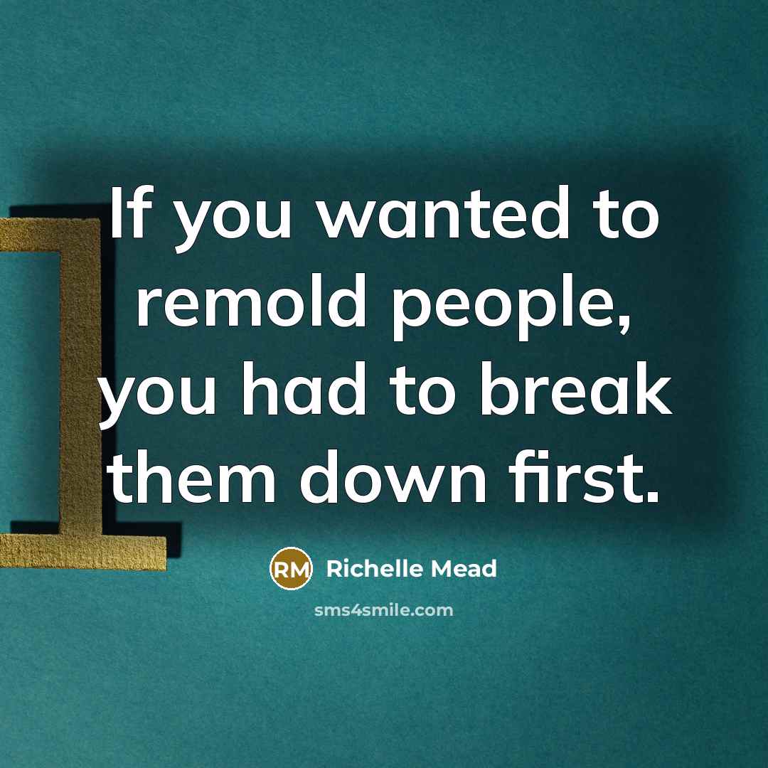 “If you wanted to remold people, you had to break…” quote by Richelle Mead