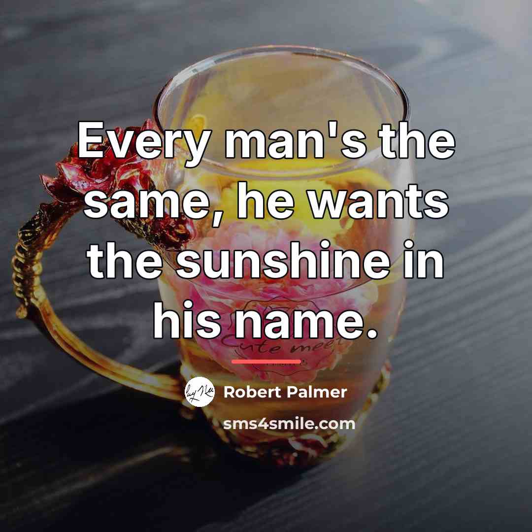 “Every man's the same, he wants the sunshine in his…” quote by Robert Palmer