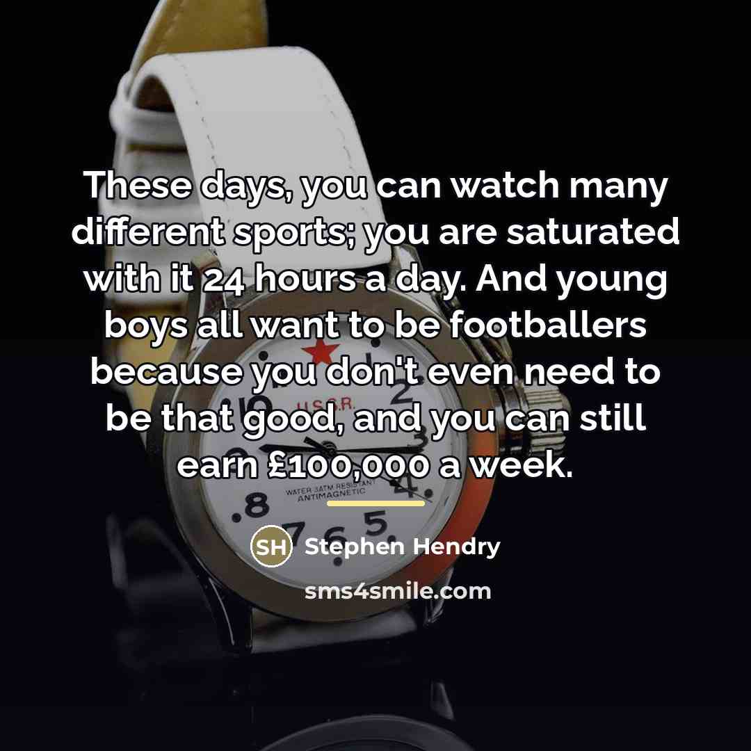 “These days, you can watch many different sports; you are…” quote by Stephen Hendry