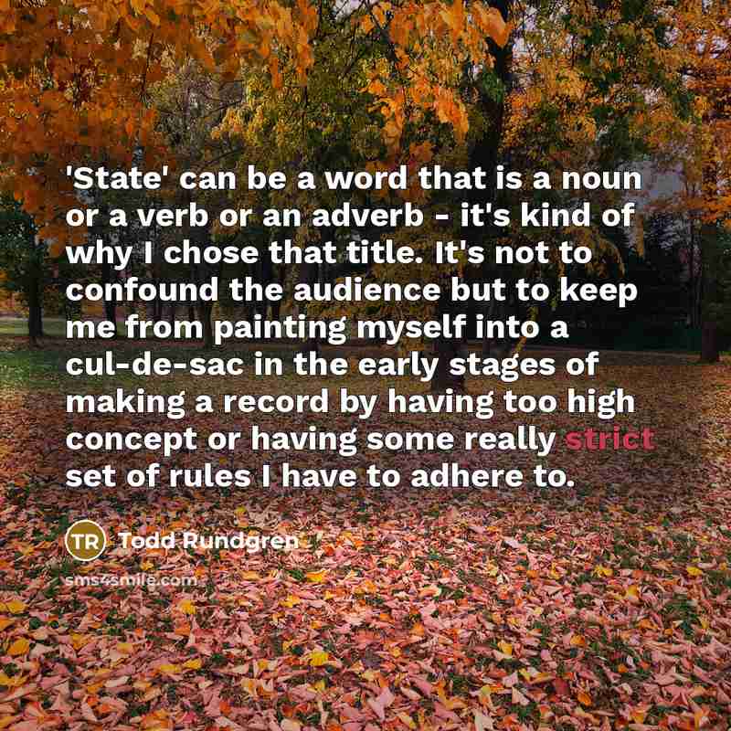 “'State' can be a word that is a noun or…” quote by Todd Rundgren