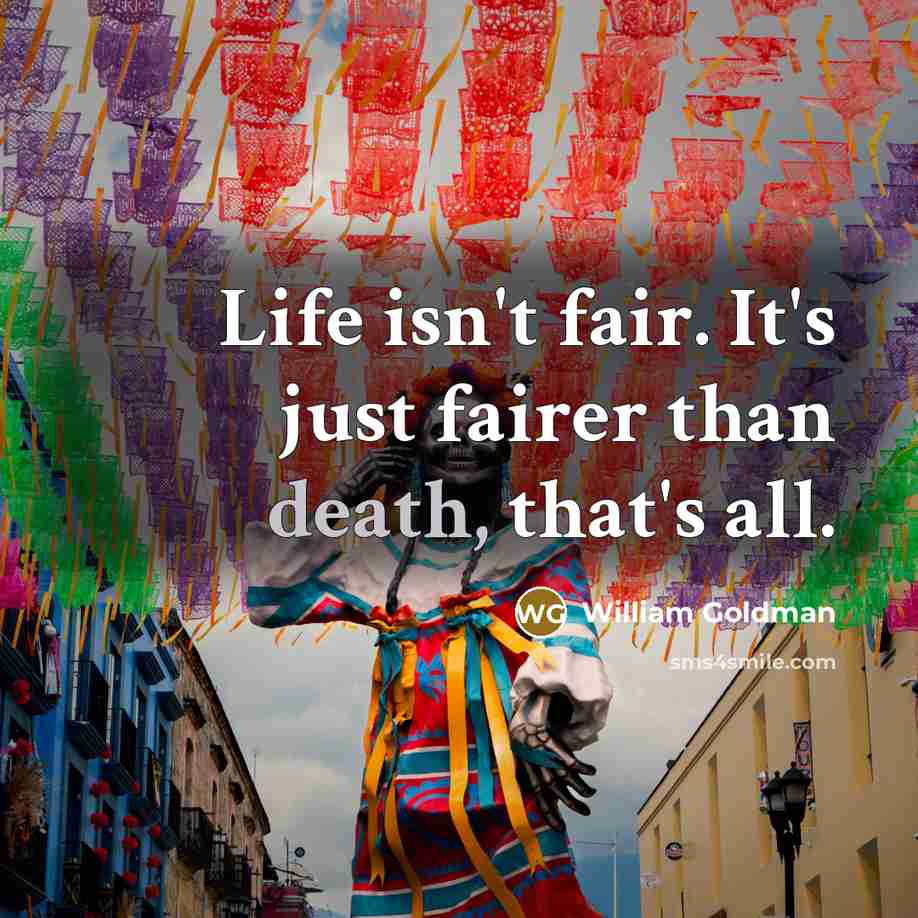 “Life isn't fair. It's just fairer than death, that's all.…” quote by William Goldman