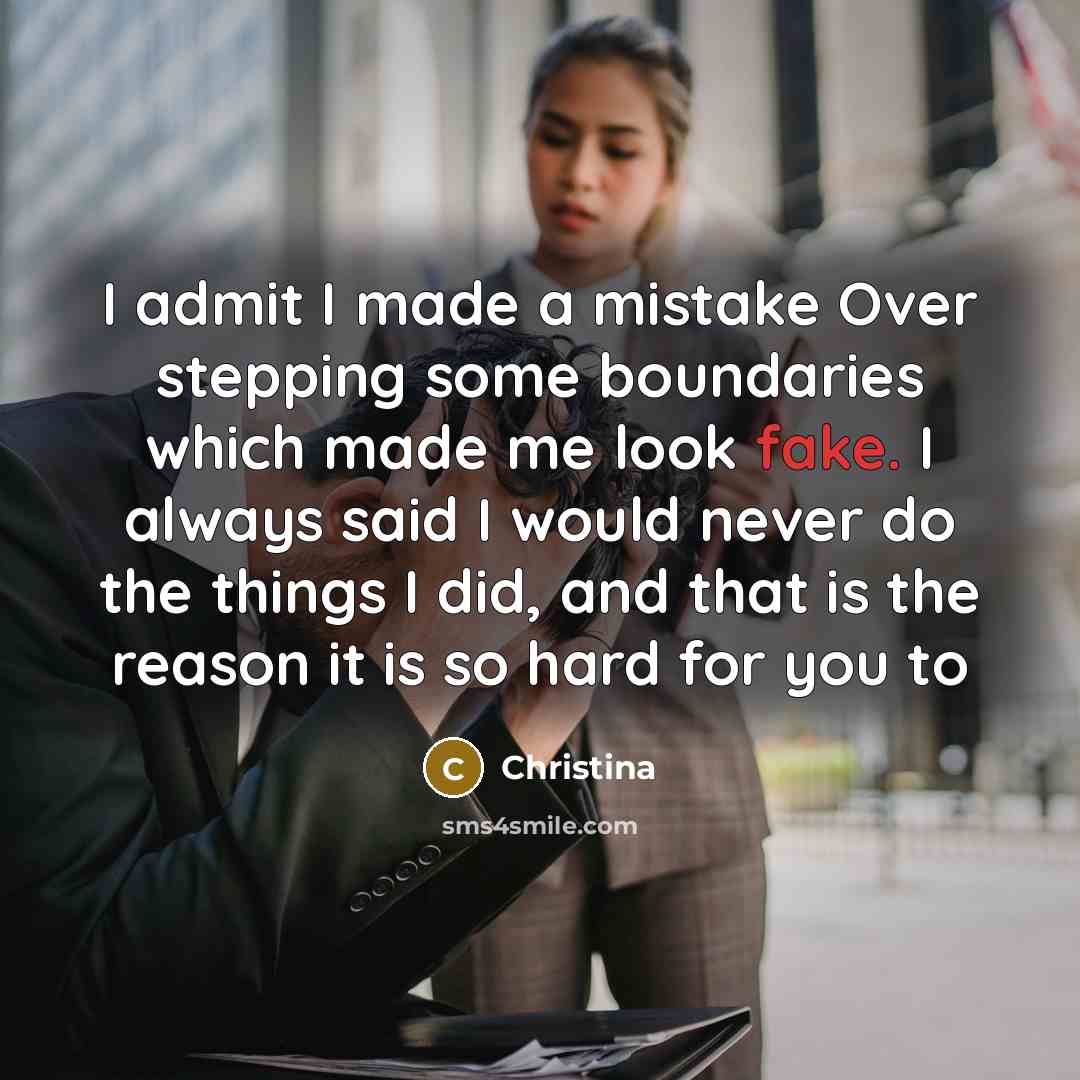“I admit I made a mistake Over stepping some boundaries…” quote by Christina