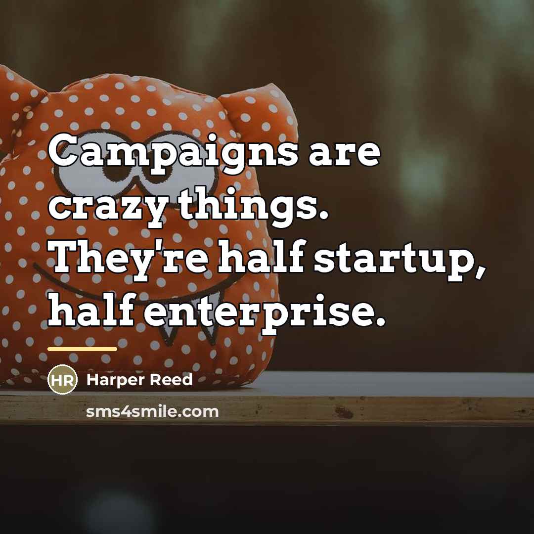 “Campaigns are crazy things. They're half startup, half enterprise.…” quote by Harper Reed