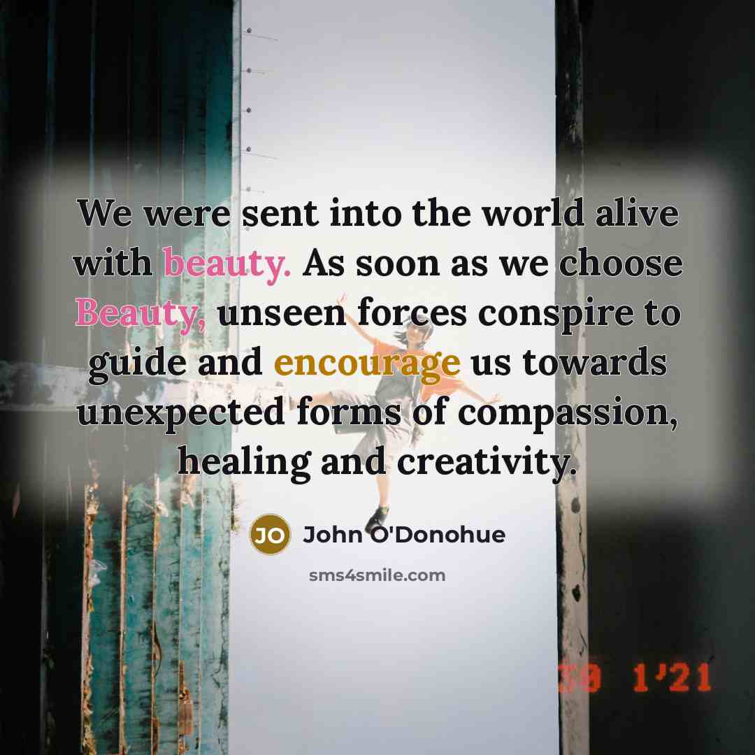 “We were sent into the world alive with beauty. As…” quote by John O'Donohue