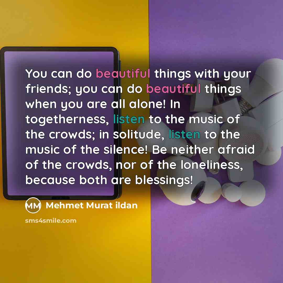 “You can do beautiful things with your friends; you can…” quote by Mehmet Murat Ildan