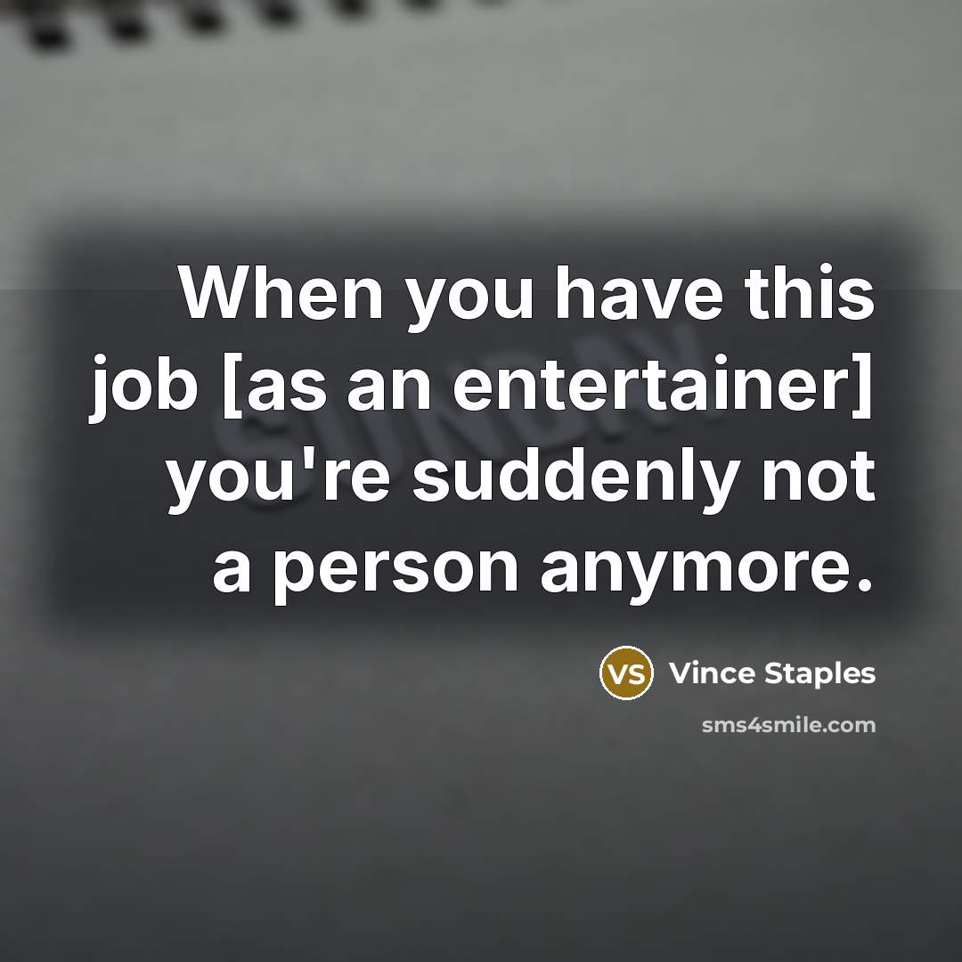 “When you have this job [as an entertainer] you're suddenly…” quote by Vince Staples