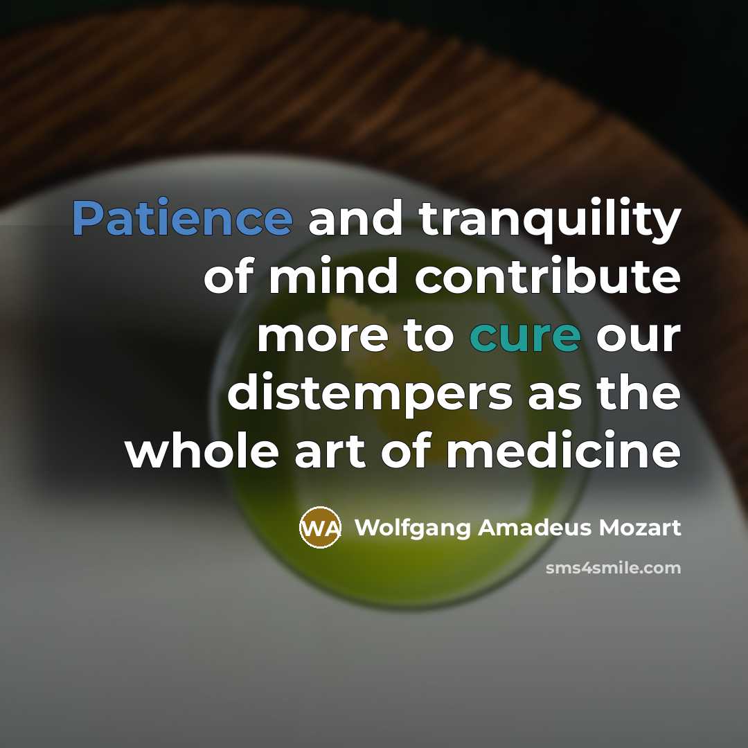 “Patience and tranquility of mind contribute more to cure our…” quote by Wolfgang Amadeus Mozart