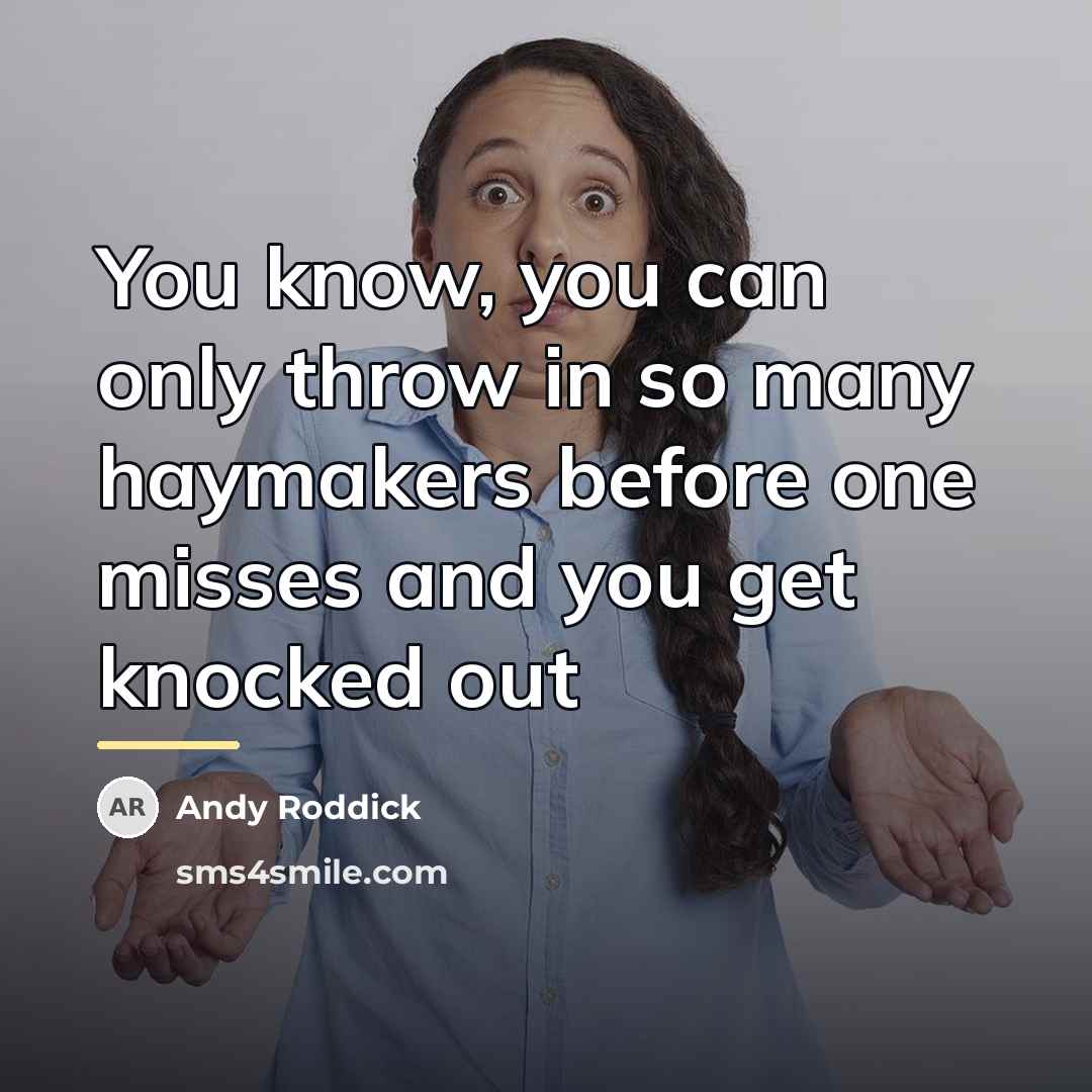 “You know, you can only throw in so many haymakers…” quote by Andy Roddick