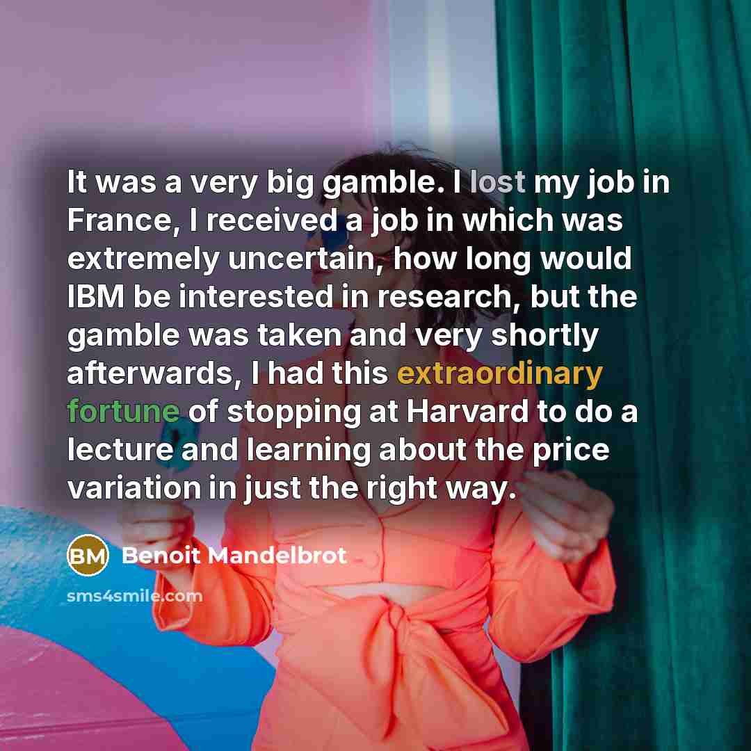 “It was a very big gamble. I lost my job…” quote by Benoit Mandelbrot