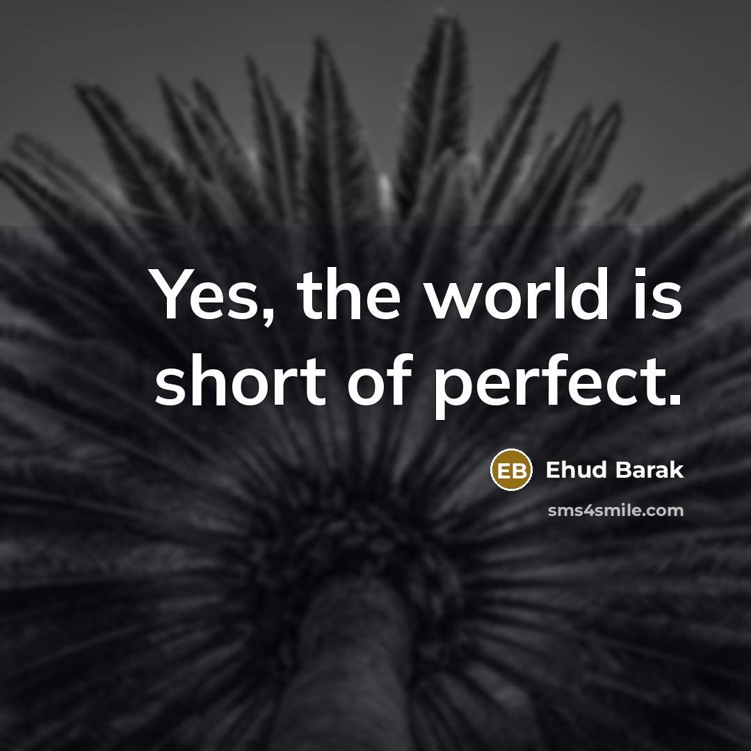 “Yes, the world is short of perfect.…” quote by Ehud Barak