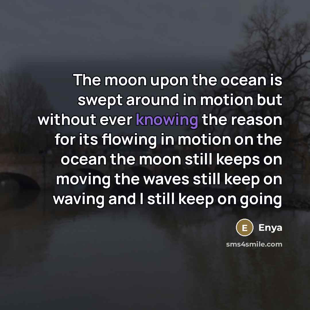 “The moon upon the ocean is swept around in motion…” quote by Enya