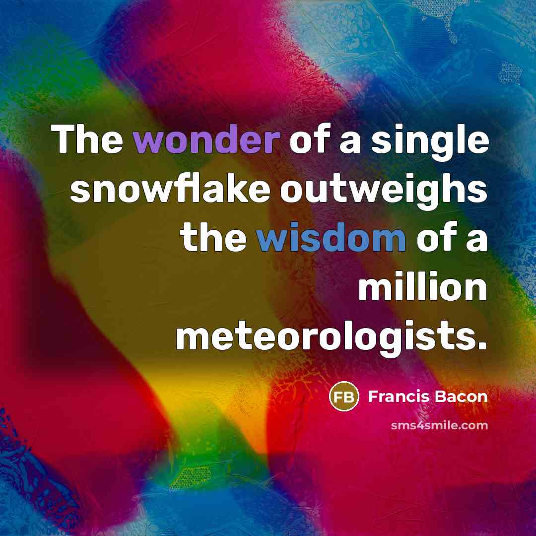 “The wonder of a single snowflake outweighs the wisdom of…” quote by Francis Bacon