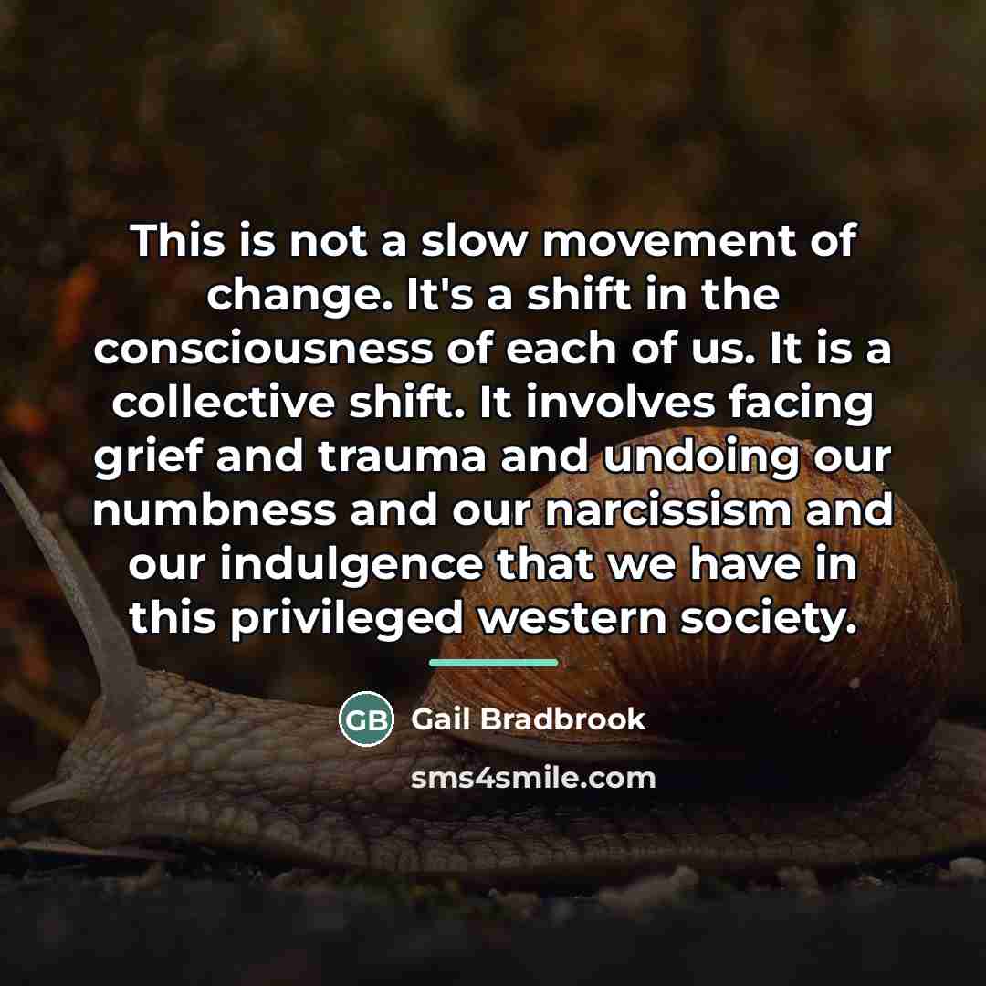 “This is not a slow movement of change. It's a…” quote by Gail Bradbrook