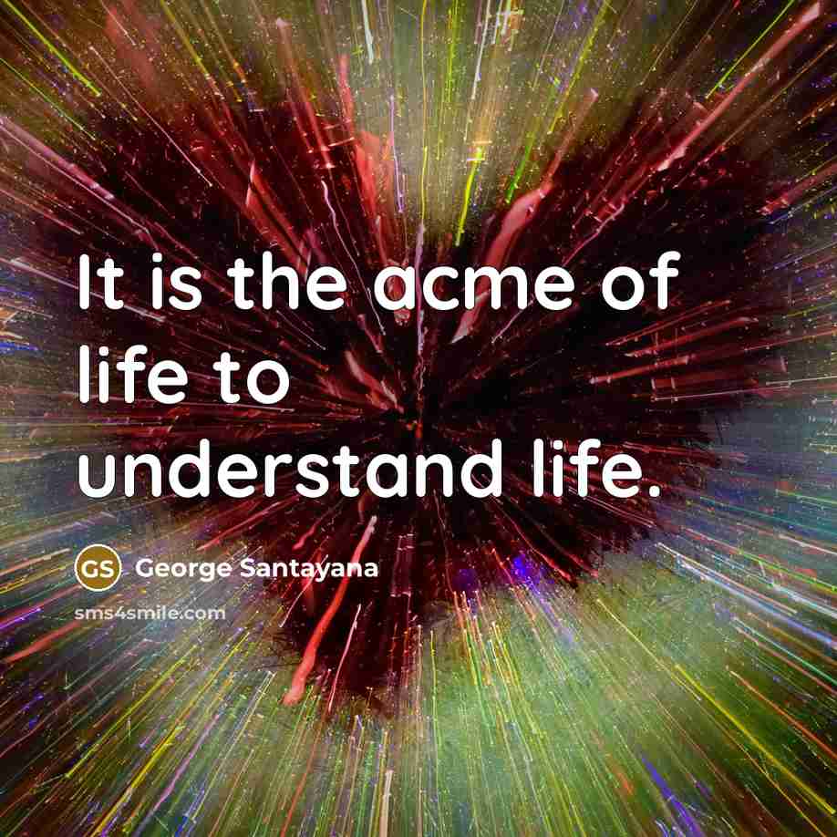 “It is the acme of life to understand life.…” quote by George Santayana