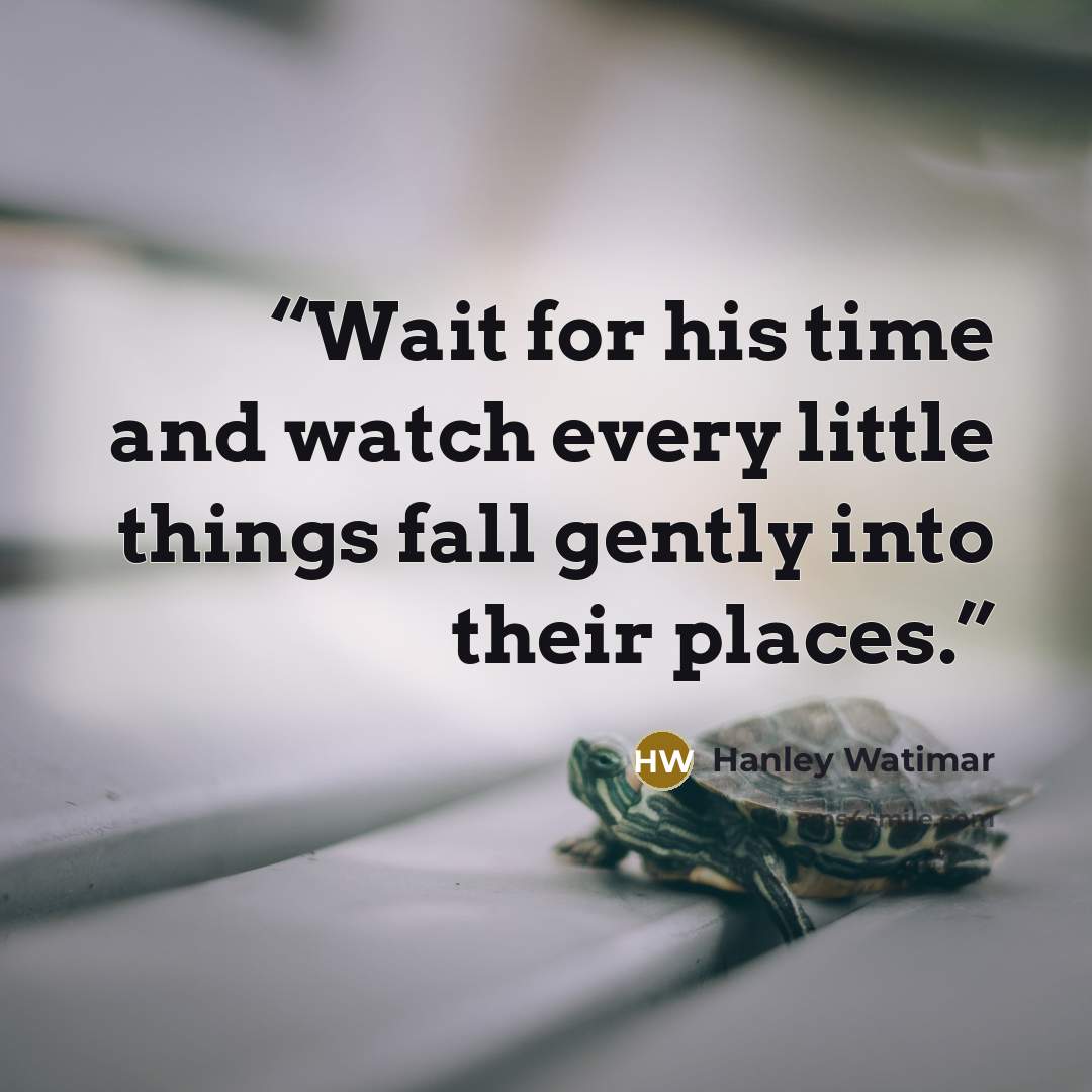 “Wait for his time and watch every little things fall gently into their places.” quote by Hanley Watimar