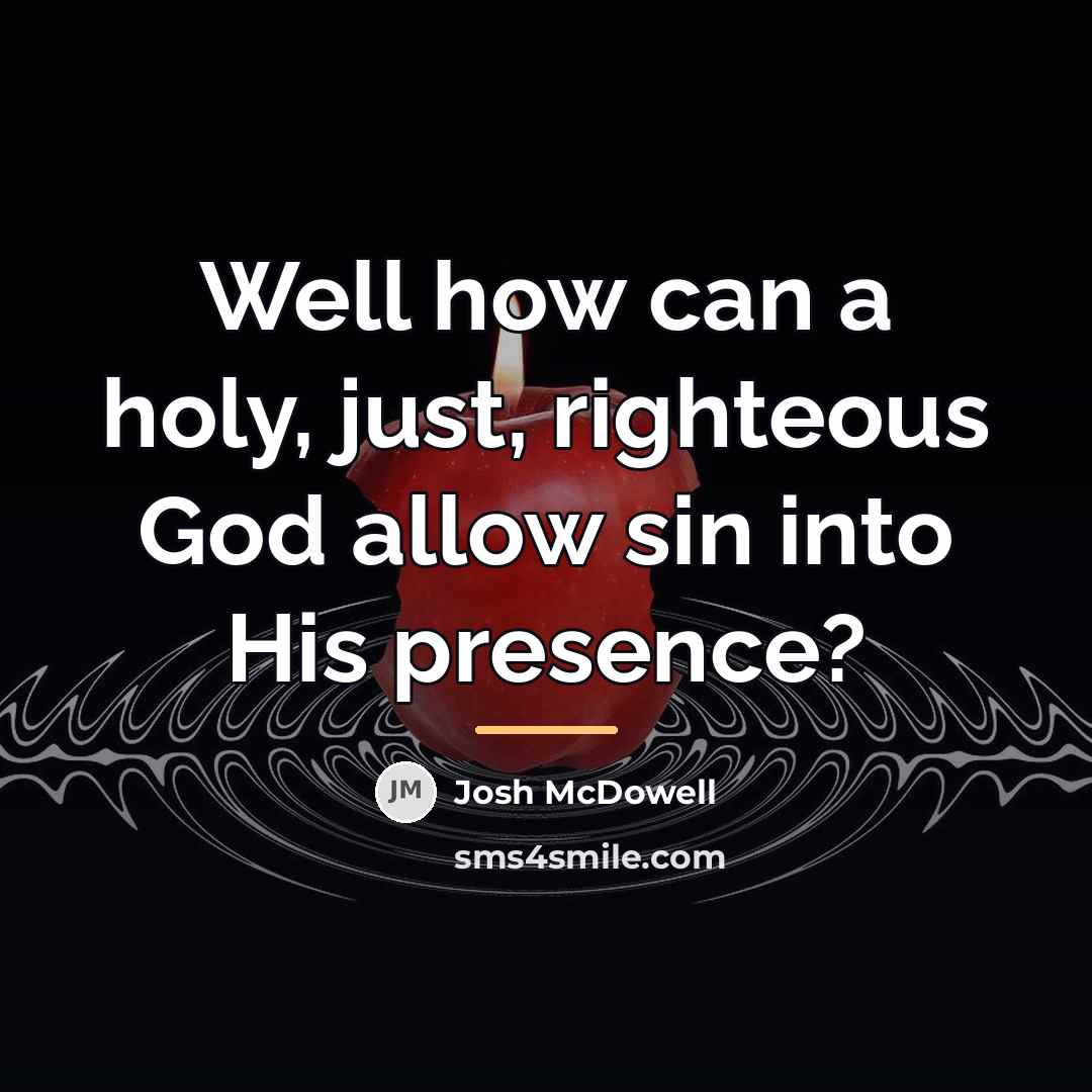 “Well how can a holy, just, righteous God allow sin…” quote by Josh McDowell