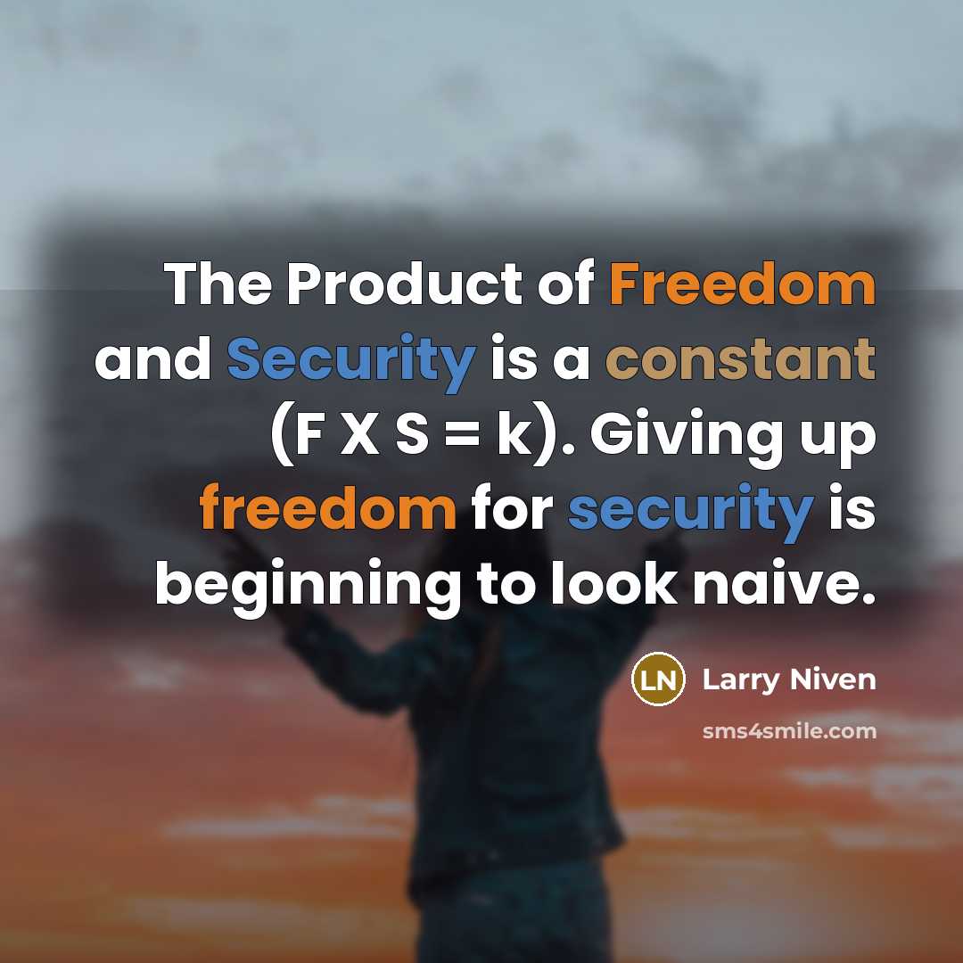“The Product of Freedom and Security is a constant (F…” quote by Larry Niven