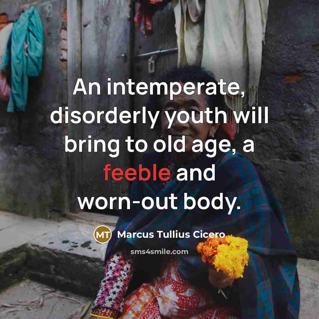 “An intemperate, disorderly youth will bring to old age, a…” quote by Marcus Tullius Cicero