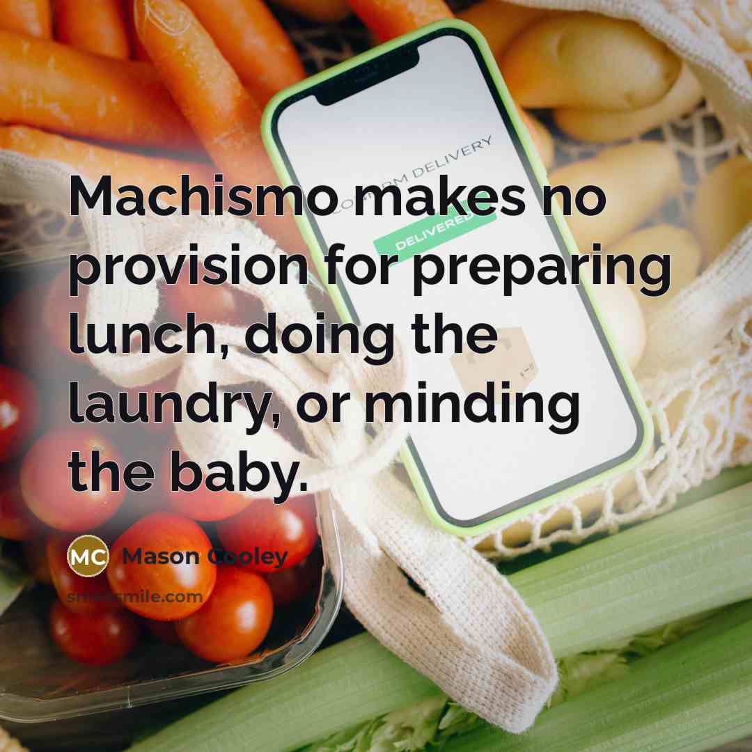 “Machismo makes no provision for preparing lunch, doing the laundry,…” quote by Mason Cooley