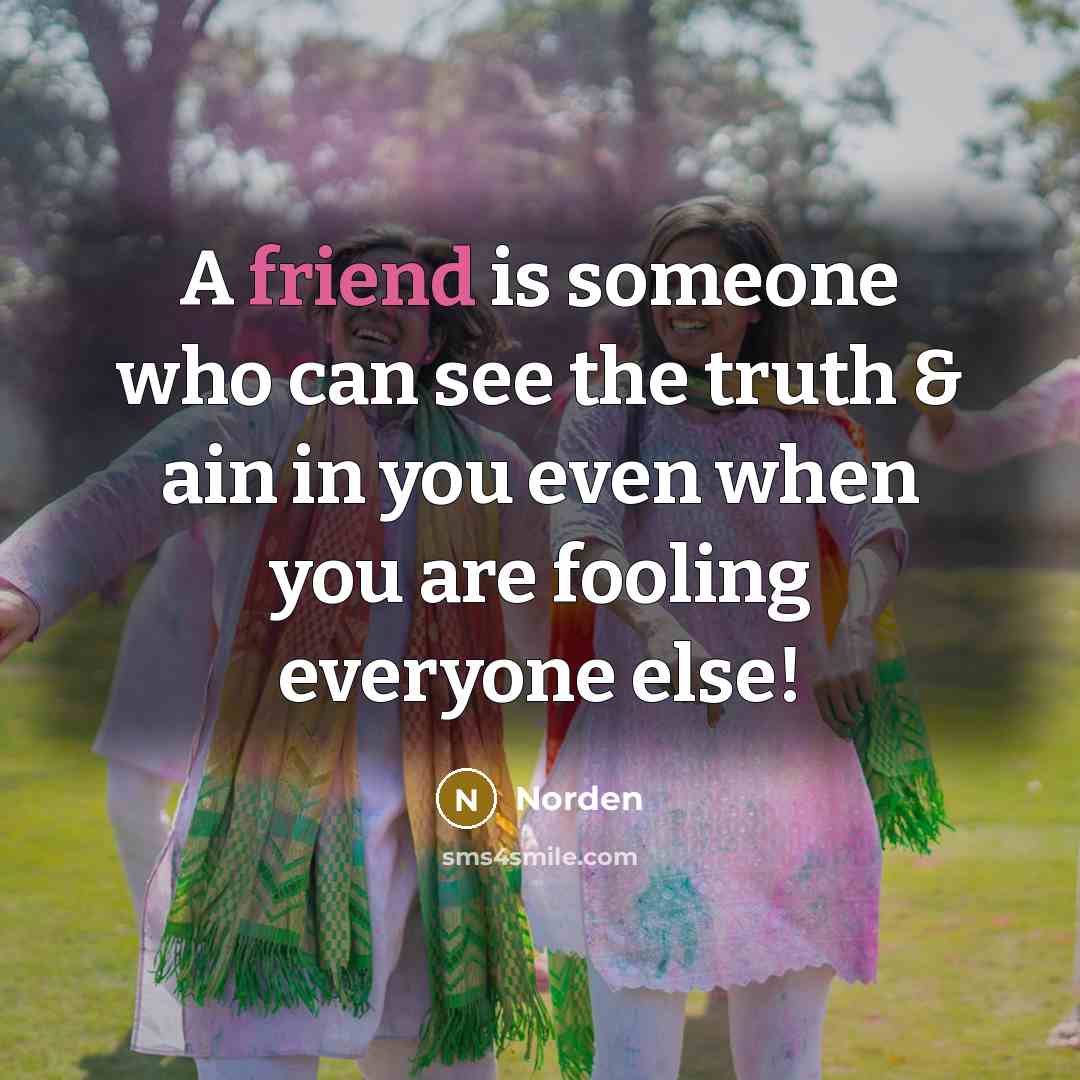 “A friend is someone who can see the truth &…” quote by Norden