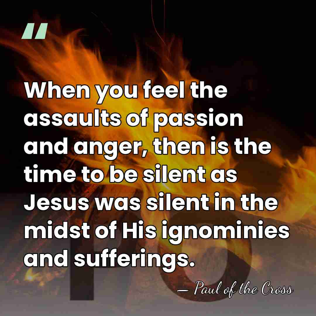 When you feel the assaults of passion and anger, then is the&hellip; - Paul of the Cross