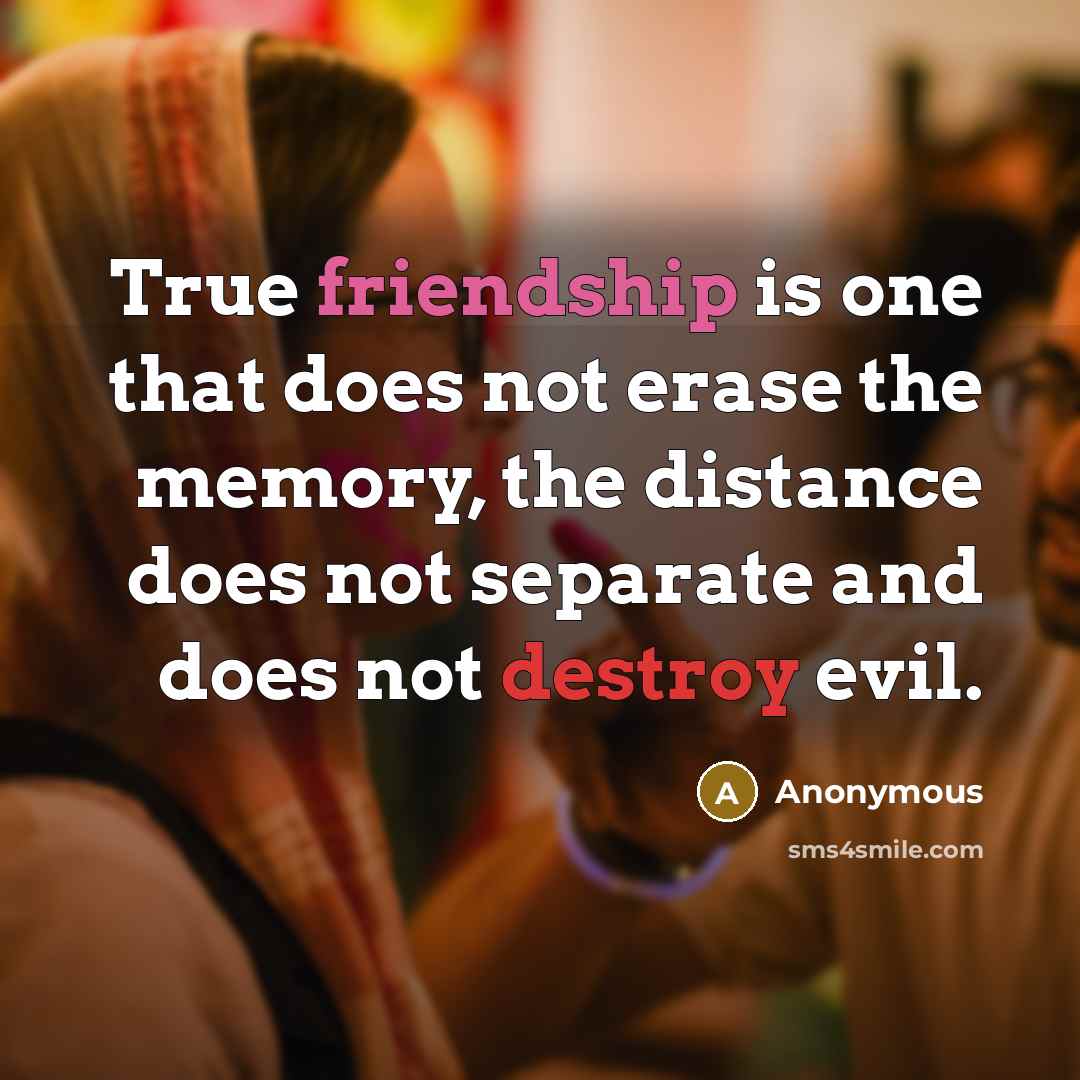 “True friendship is one that does not erase the memory,…” quote by Anonymous