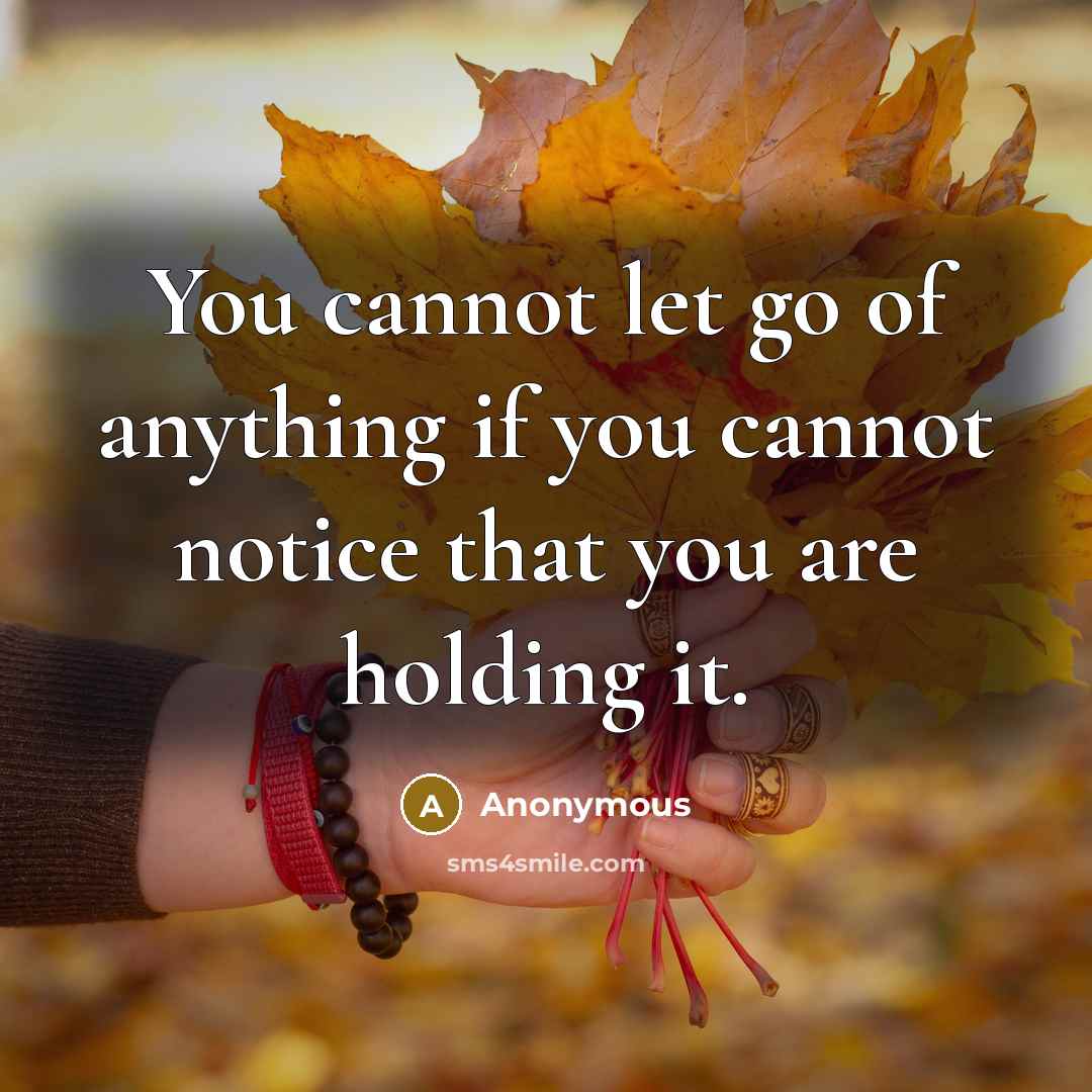 “You cannot let go of anything if you cannot notice…” quote by Anonymous