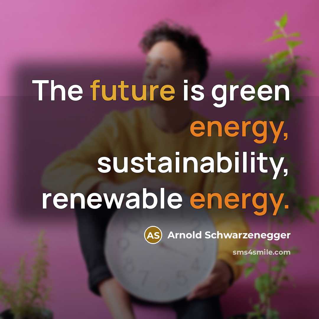 “The future is green energy, sustainability, renewable energy.…” quote by Arnold Schwarzenegger