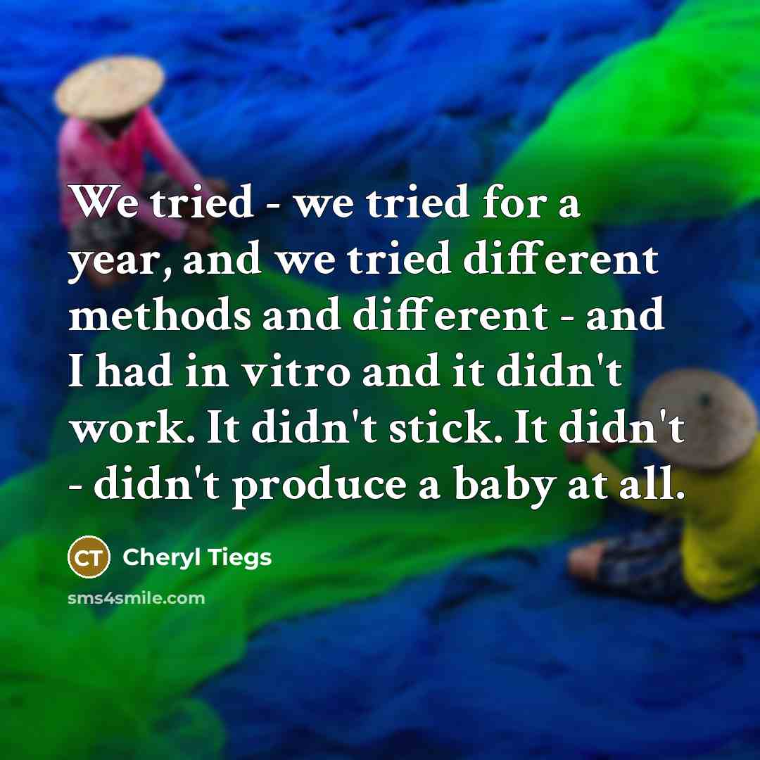 “We tried - we tried for a year, and we…” quote by Cheryl Tiegs