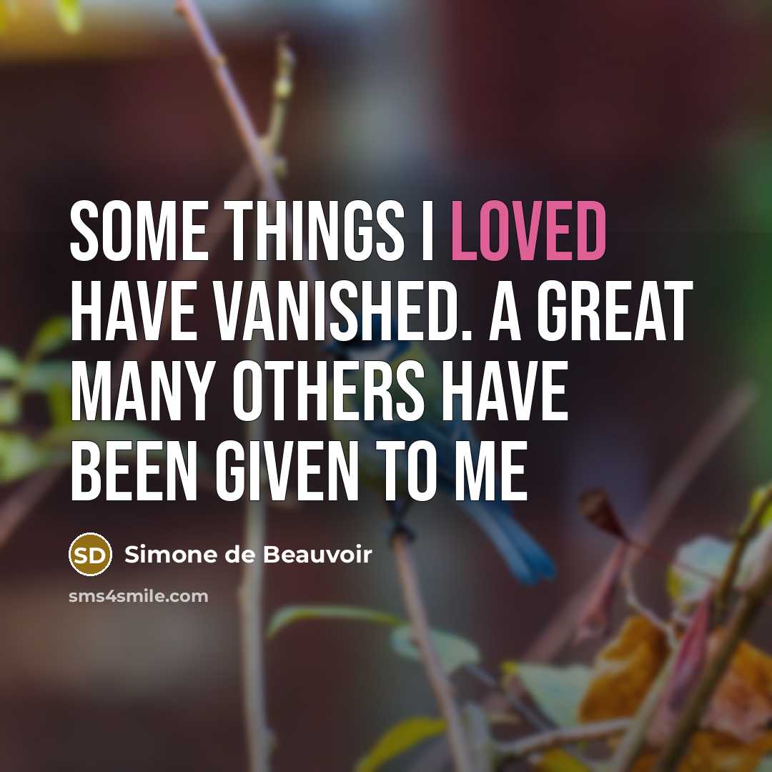 “Some things I loved have vanished. A great many others…” quote by Simone de Beauvoir