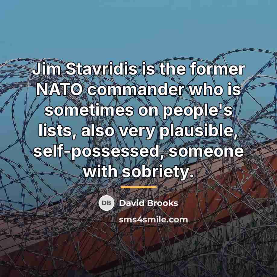 “Jim Stavridis is the former NATO commander who is sometimes…” quote by David Brooks