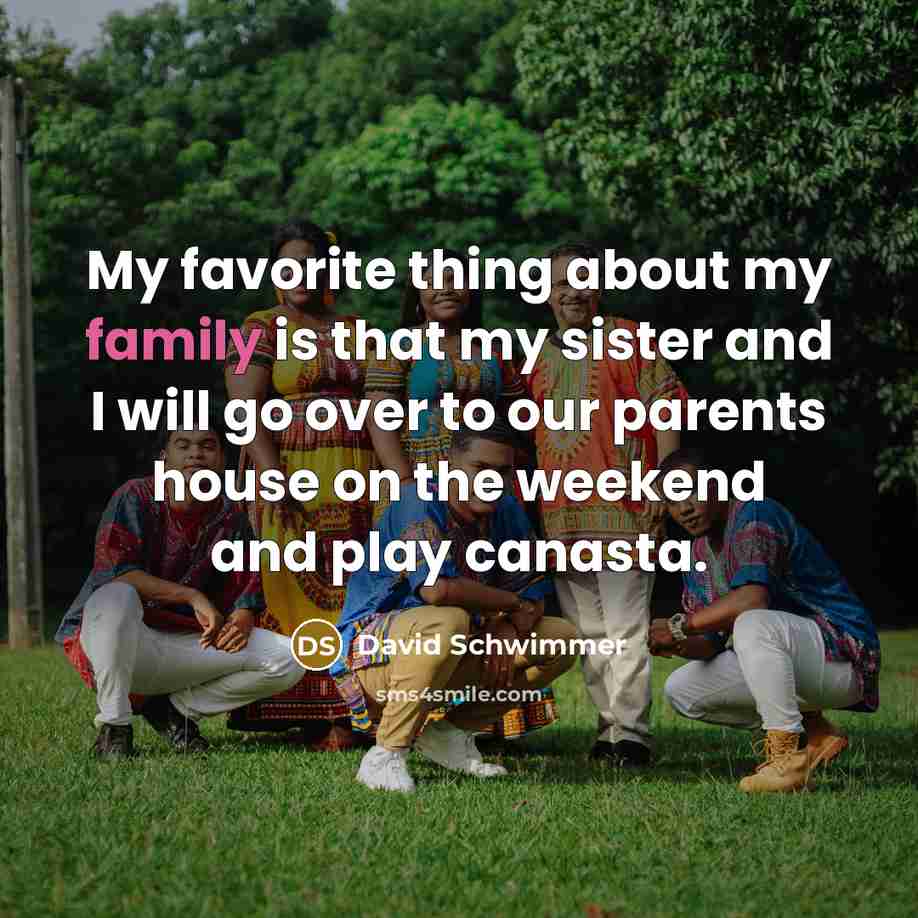 “My favorite thing about my family is that my sister…” quote by David Schwimmer