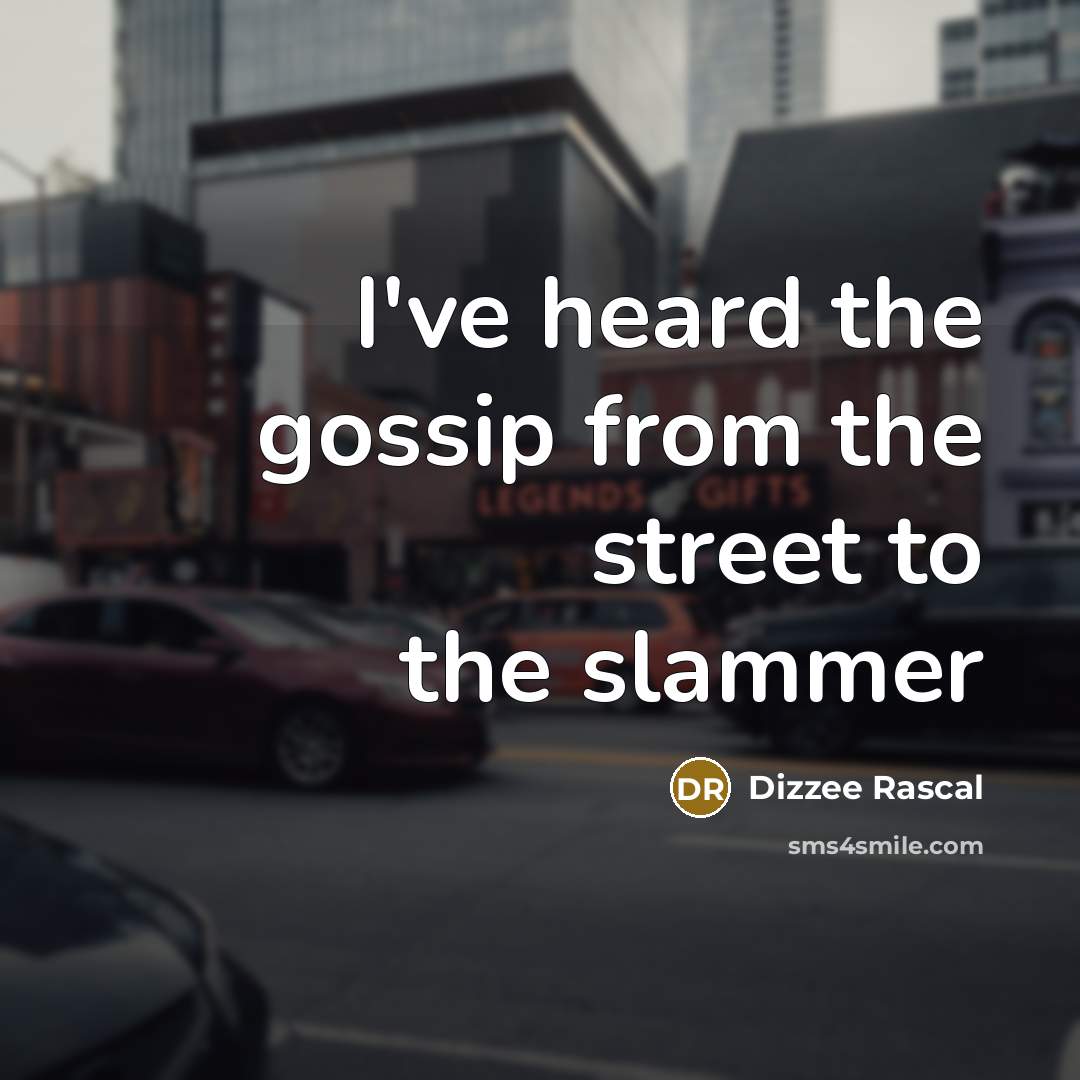 “I've heard the gossip from the street to the slammer…” quote by Dizzee Rascal