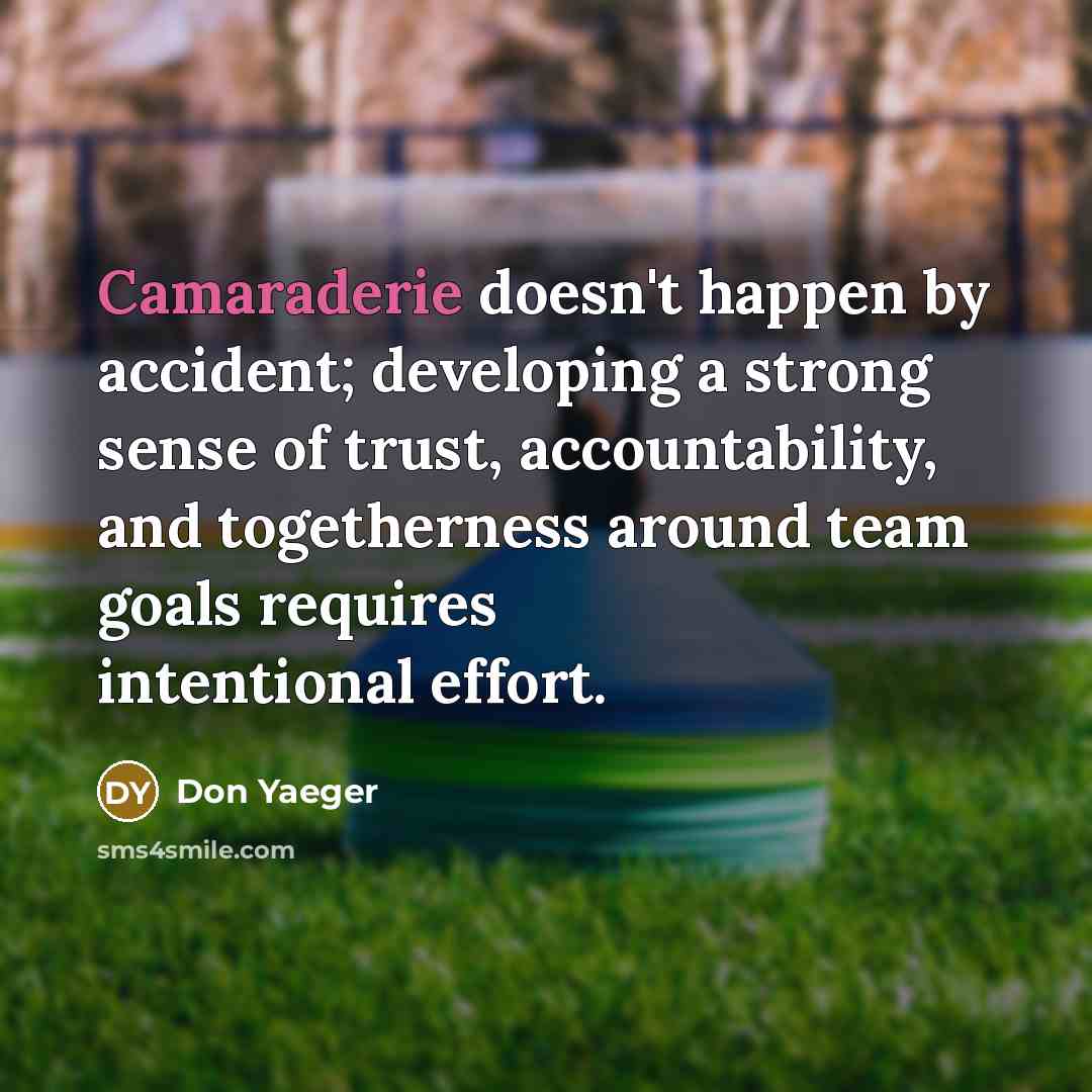 “Camaraderie doesn't happen by accident; developing a strong sense of…” quote by Don Yaeger