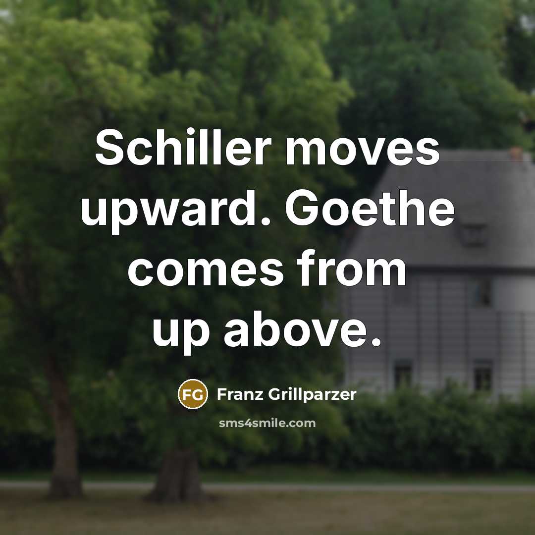 “Schiller moves upward. Goethe comes from up above.…” quote by Franz Grillparzer