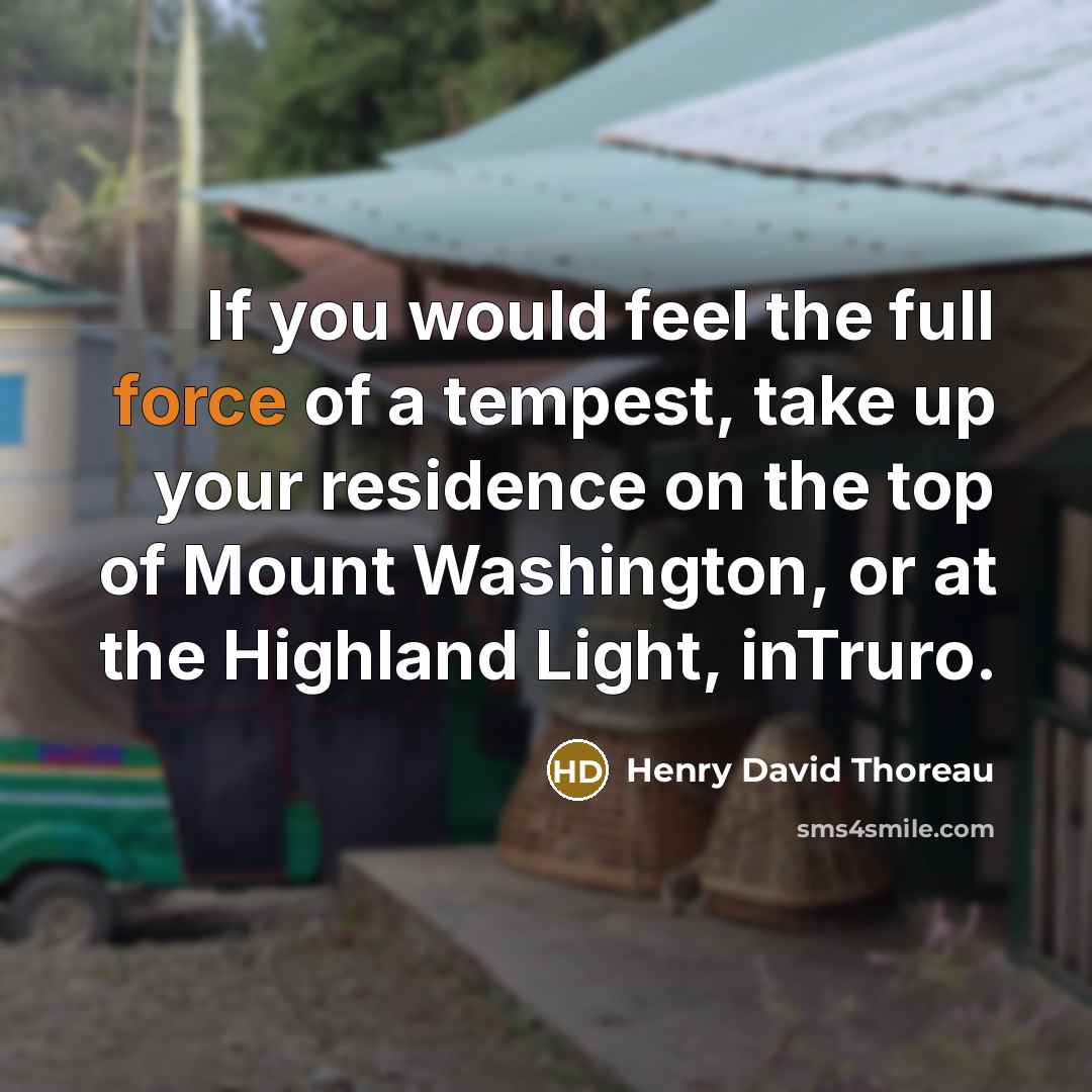 “If you would feel the full force of a tempest,…” quote by Henry David Thoreau