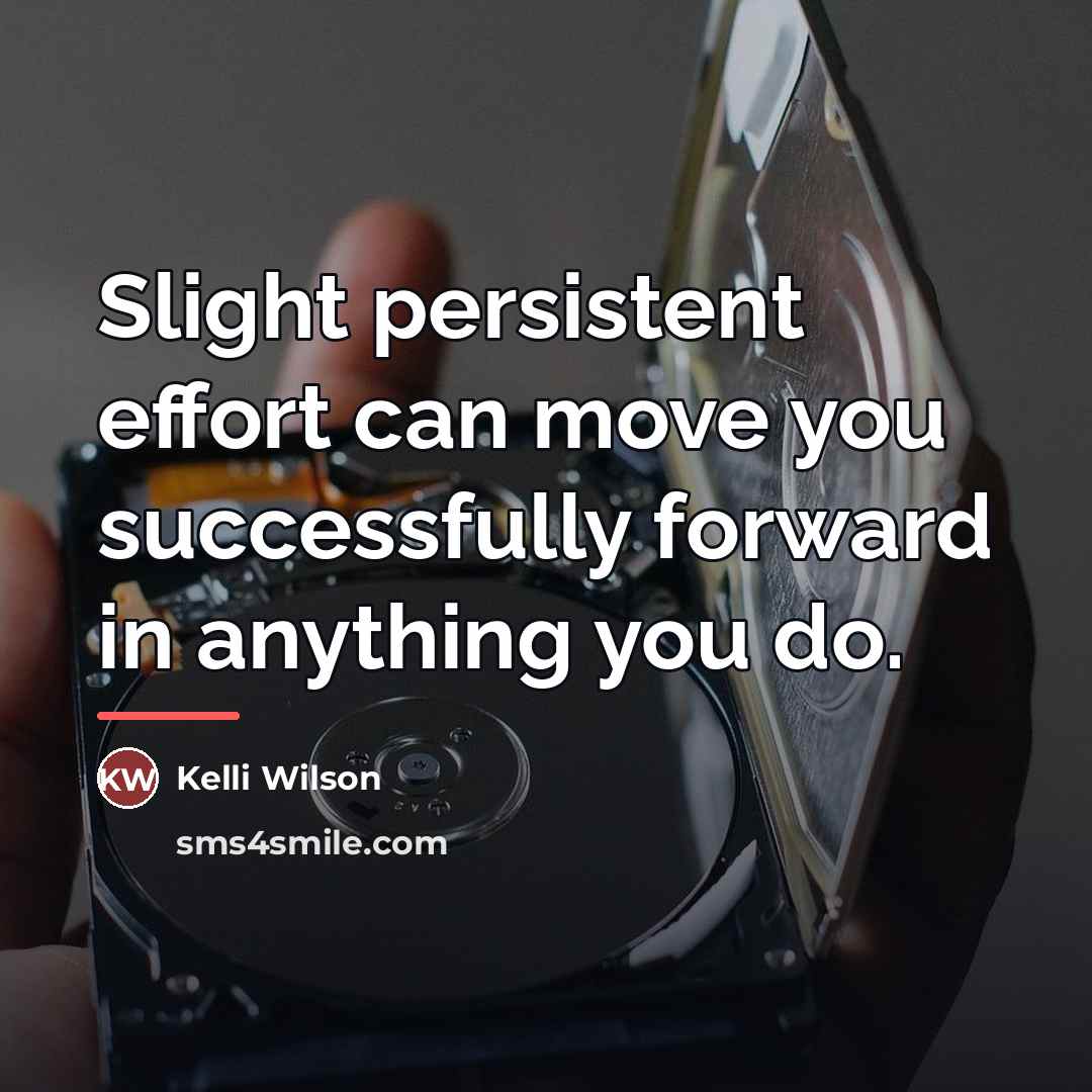 “Slight persistent effort can move you successfully forward in anything…” quote by Kelli Wilson