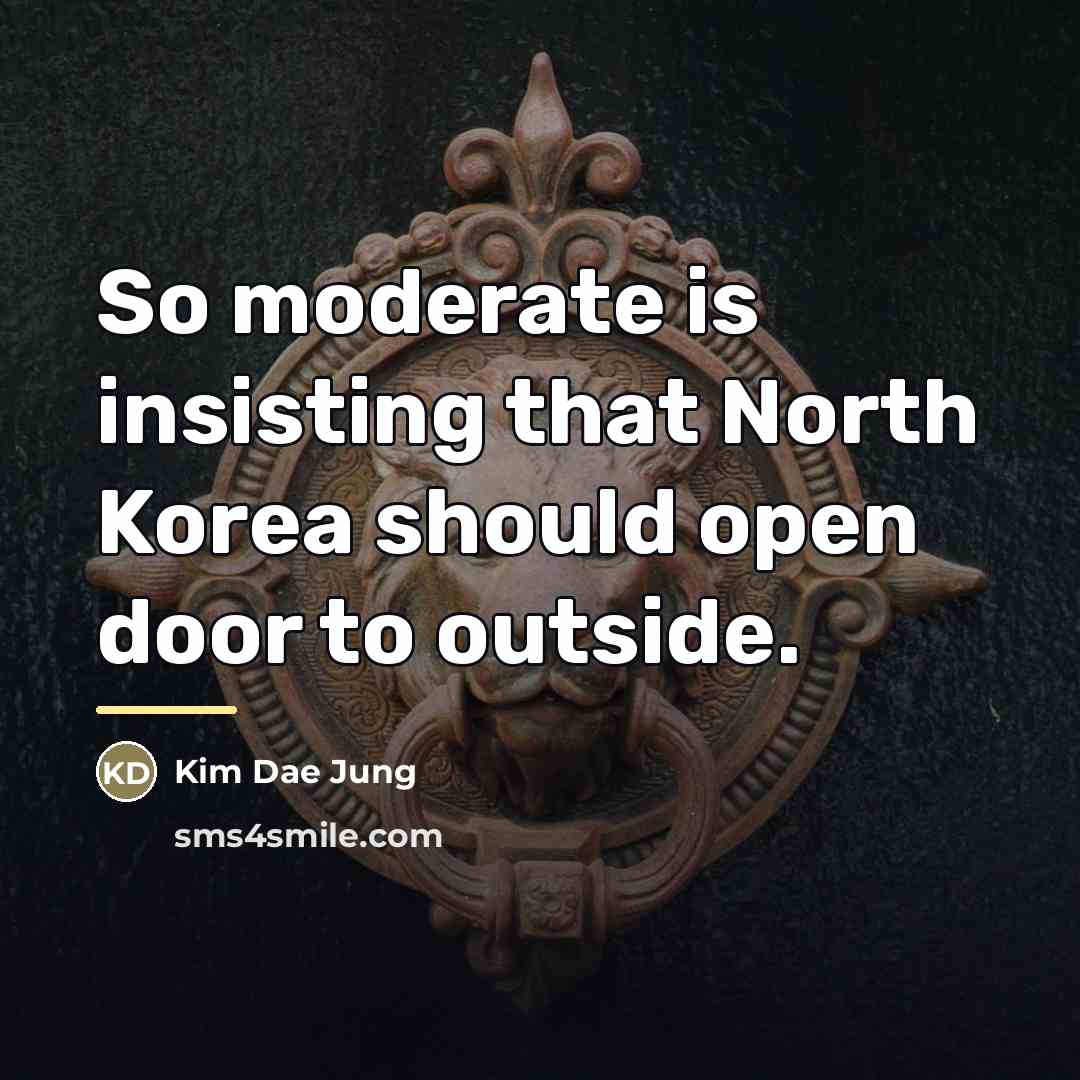 “So moderate is insisting that North Korea should open door…” quote by Kim Dae Jung