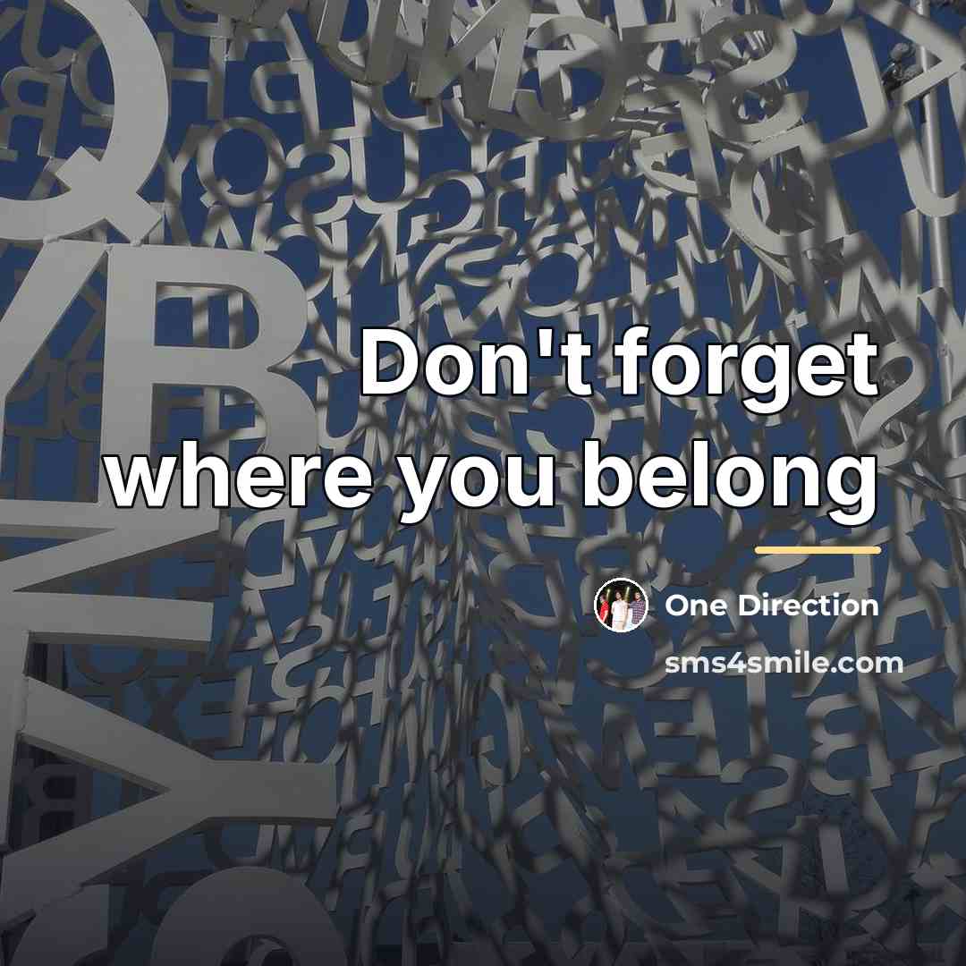 “Don't forget where you belong…” quote by One Direction