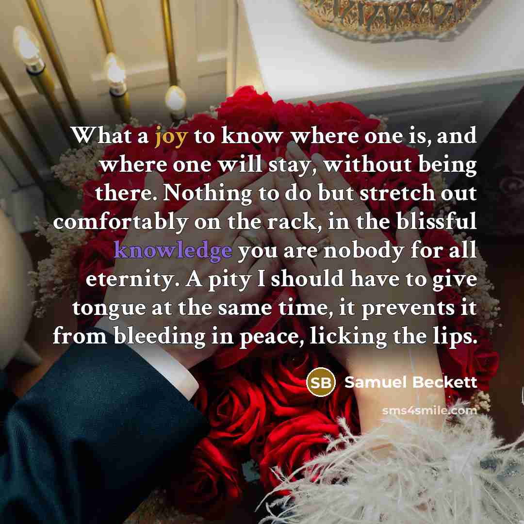 “What a joy to know where one is, and where…” quote by Samuel Beckett