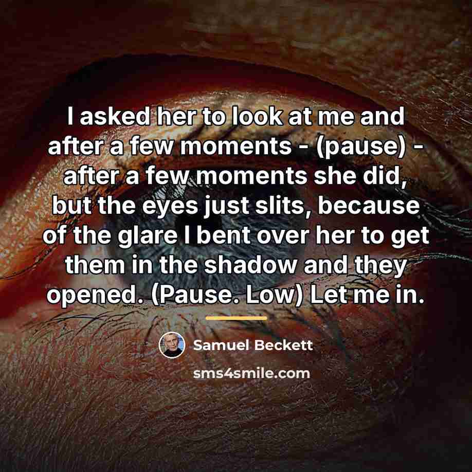 “I asked her to look at me and after a…” quote by Samuel Beckett