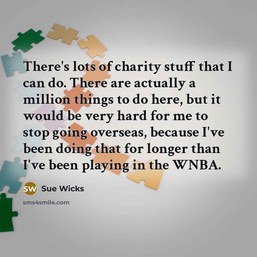 “There's lots of charity stuff that I can do. There…” quote by Sue Wicks