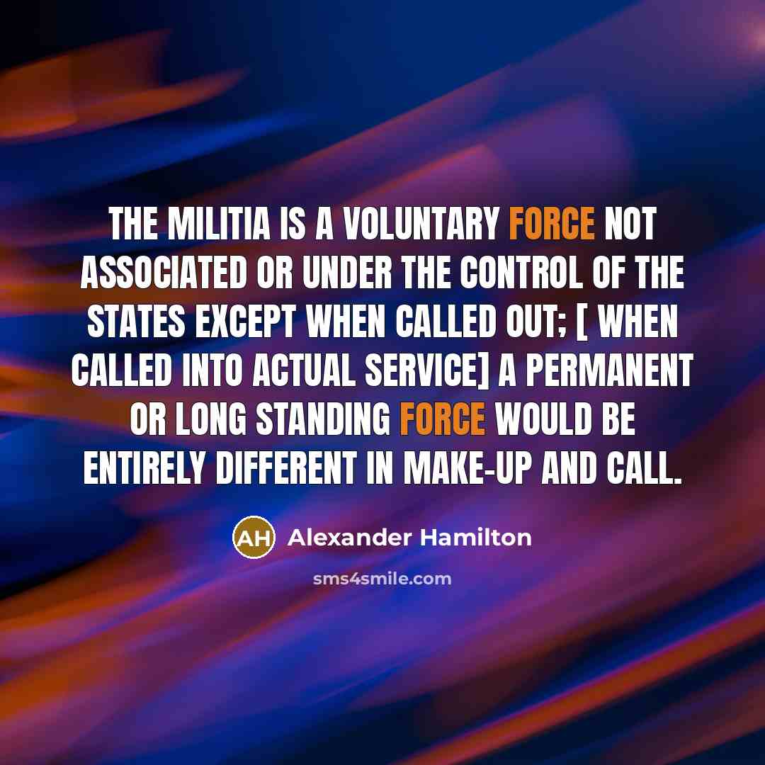 “The militia is a voluntary force not associated or under…” quote by Alexander Hamilton