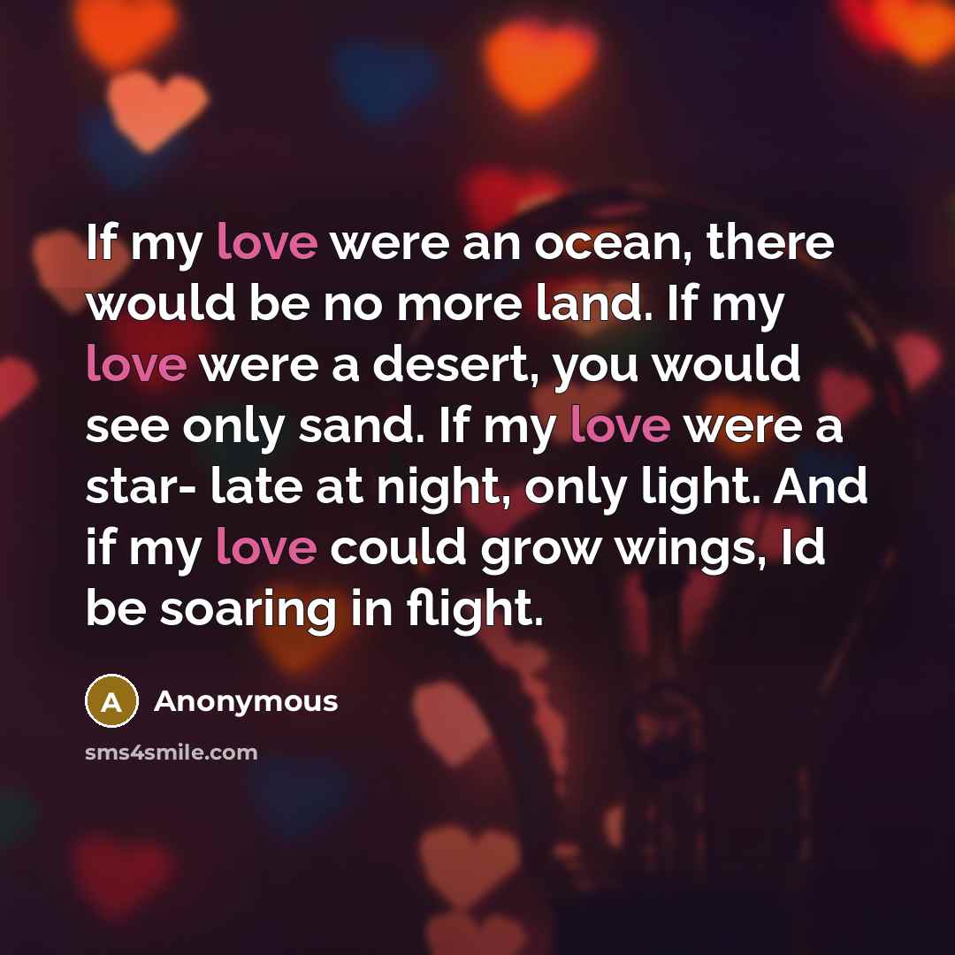 “If my love were an ocean, there would be no…” quote by Anonymous