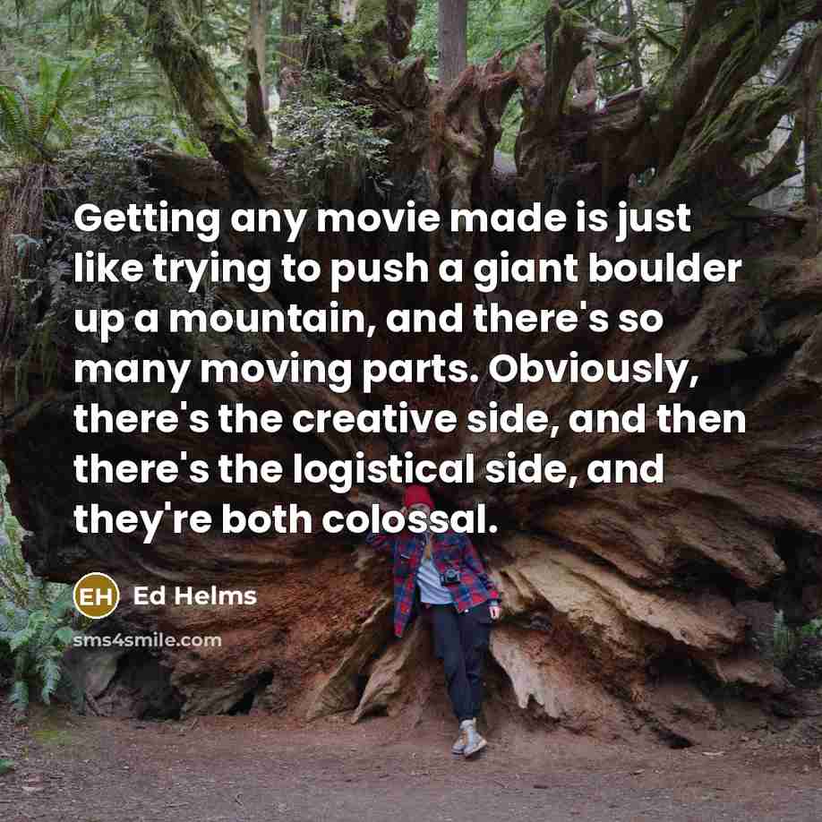 “Getting any movie made is just like trying to push…” quote by Ed Helms