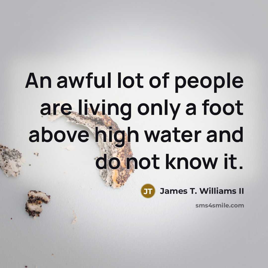 “An awful lot of people are living only a foot above high water and do not know it.” quote by James T. Williams II