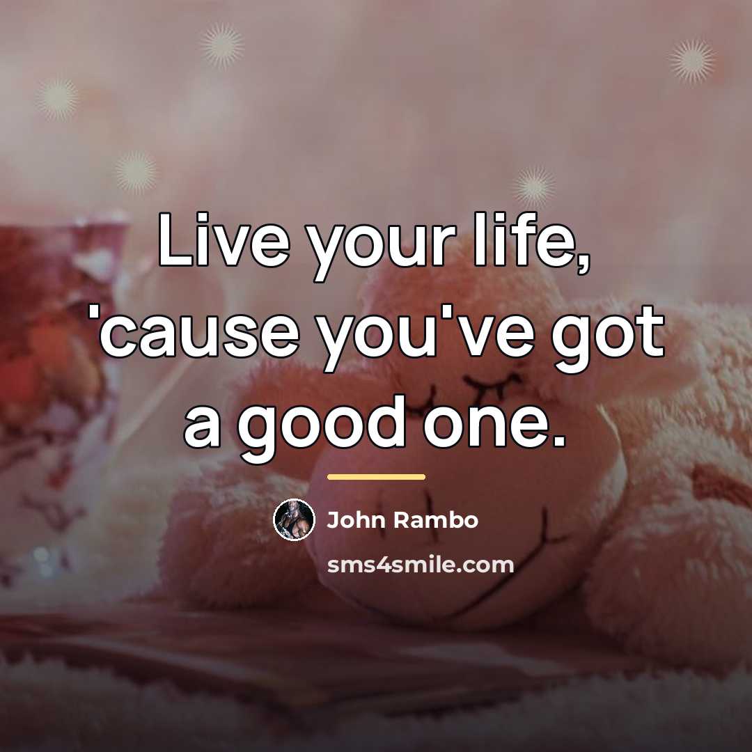 “Live your life, 'cause you've got a good one.…” quote by John Rambo
